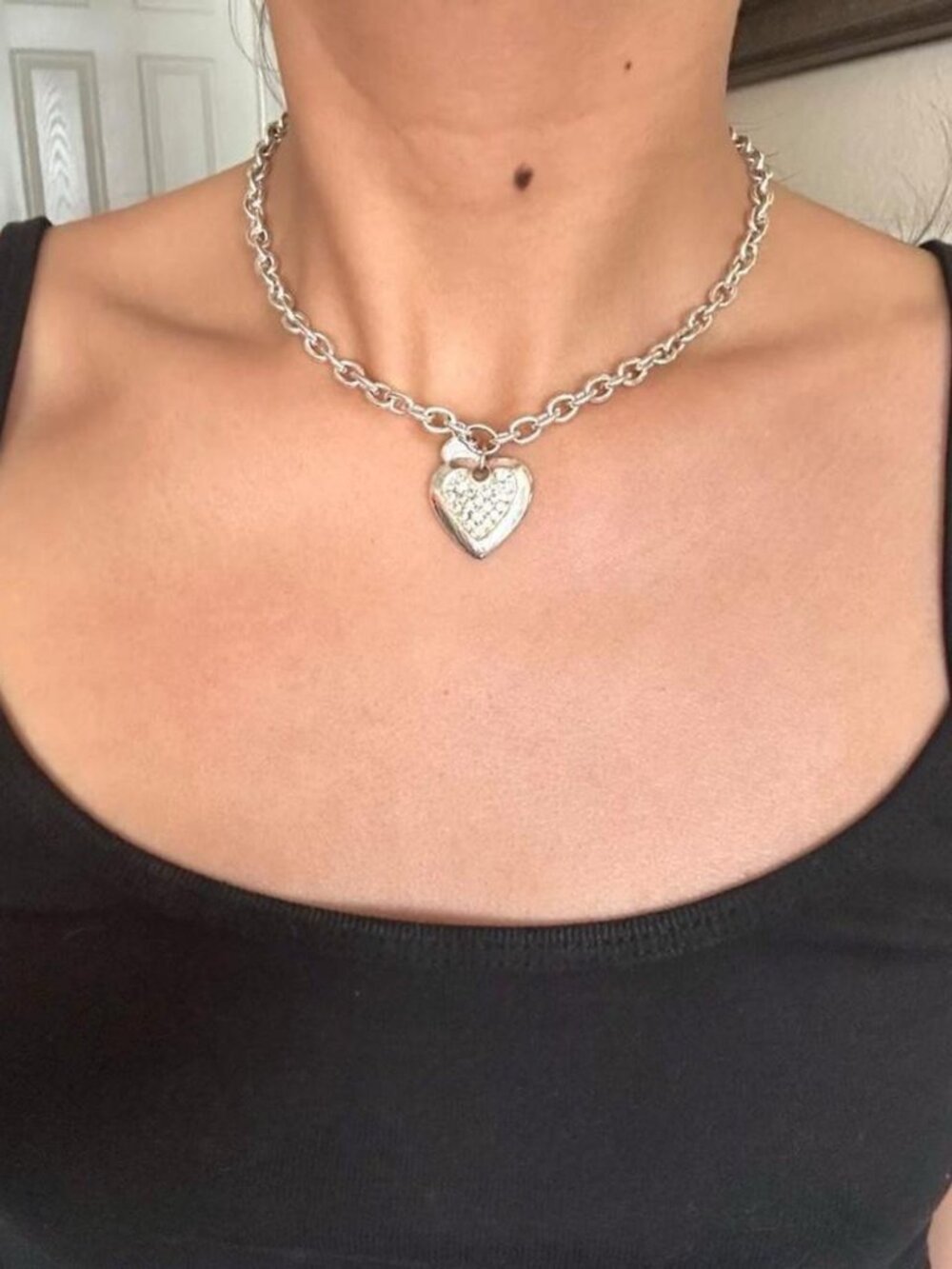 Silver Heart Pendant Chain Necklace
